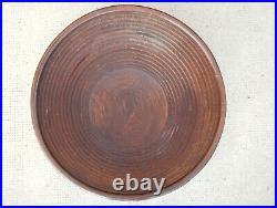 Ancienne coupe bois sculpté cercles concentrique carved wood dish