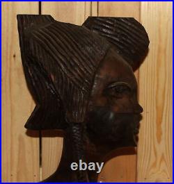 Ancienne figurine buste femme en bois sculpté à la main africaine