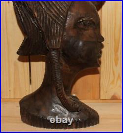 Ancienne figurine buste femme en bois sculpté à la main africaine