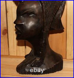 Ancienne figurine buste femme en bois sculpté à la main africaine