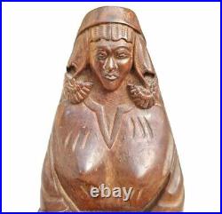 Ancienne figurine / statue de dame en bois sculpté à la main tribal en paliss