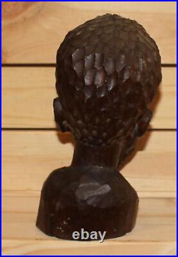 Ancienne figurine tête d'homme africain en bois sculpté à la main