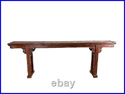 Ancienne grande table console Chine 18 ème bois sculpté 2,45M ajouré