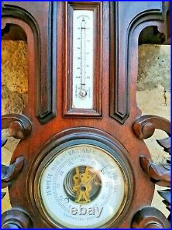 Ancienne horloge pendule en bois sculpté complète avec sa clef & balancier