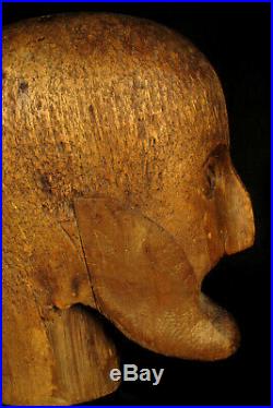 Ancienne marotte, outil de perruquier en bois sculpté c. 1880 / Art Populaire