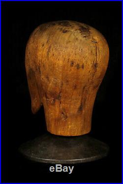 Ancienne marotte, outil de perruquier en bois sculpté c. 1880 / Art Populaire