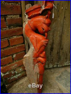 Ancienne paire de corbeaux sculpté en bois / Inde