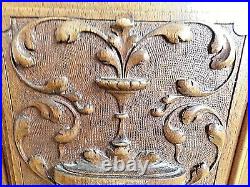 Ancienne paire panneau porte-fontaine florale-bois sculpté massif- carved wood