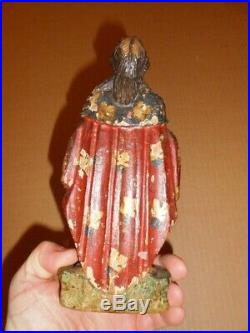 Ancienne petite statue en bois sculpté Saint polychromé old wooden statue