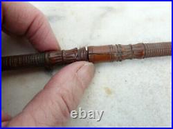 Ancienne pipe à opium en bois sculptée 39cm