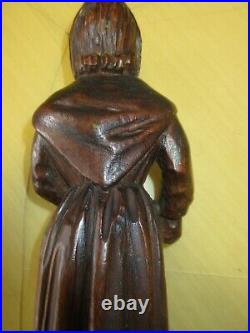 Ancienne sculpture statuette bois sculpté 19e, Femme, Art Populaire