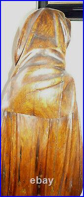 Ancienne statue de femme en bois sculpté XIX 73 cm