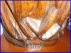 Ancienne statue de femme en bois sculpté XIX 73 cm