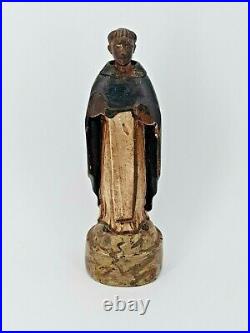 Ancienne statue moine en bois sculpté XIX ème s