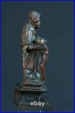 Ancienne statue religieuse Piéta Gothique Vierge de pitié bois sculpté Nord 16e