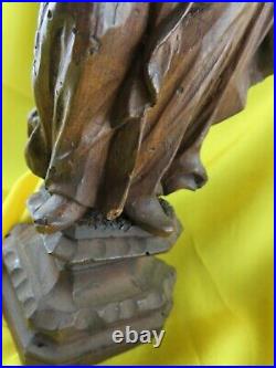 Ancienne statue religieuse le vieil ermite epoque XVIIIe en bois sculpté bible