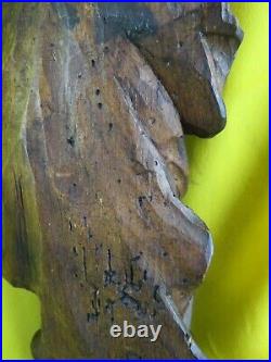 Ancienne statue religieuse vieil ermite epoque XVIIIe en bois sculpté bible