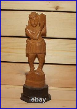 Ancienne statuette asiatique en bois sculpté à la main