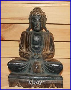 Ancienne statuette en bois sculpté à la main Gautama Buddha