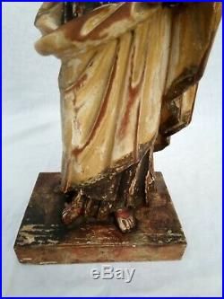 Ancienne vierge à l'enfant en bois sculpté