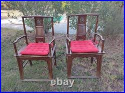 Anciens fauteuils chinois bois sculpté début XX