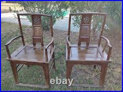 Anciens fauteuils chinois bois sculpté début XX