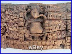 Antique Ancien Rare Main Sculpté Polychrome en Bois Dieu Hindou Ganesha Statue