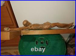 Antique wooden crucifix Christ en bois sculpté ancien 55 cm