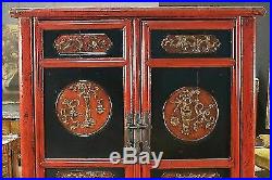 Armoire en bois sculpté et laqué chinoise meuble style ancien 900 tiroirs porte