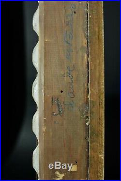 Beau cadre ancien Tableau bois sculpté Croisillons Orientaliste signé Bouche 10f