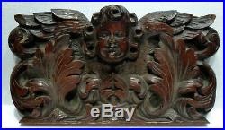 Beau et Ancien BAS-RELIEF en Bois sculpté visage angelot