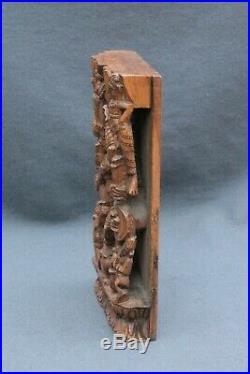 Bois de char processionnel ancien Inde fin XIXe bois sculpté art ethnique