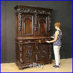 Buffet enfilade armoire garderobe bois sculpté décorations style ancien 900 XX