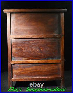 Bureau de casier de miroir de vanité sculpté en bois de palissandre ancien