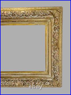 CADRE ANCIEN NAPOLEON III EN BOIS SCULPTÉ ET PATINÉ POUR PEINTURE 43,5 cm x 34 c