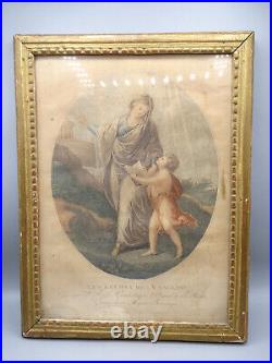 CADRE LOUIS XVI ANCIEN EN BOIS SCULPTE ET DORE. Gravure, Peinture, aquarelle, XVIII°