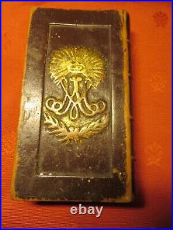 COFFRET -BIBLE RELIQUAIRE ancien BOIS sculpté & CHAPELET en HEMATITE INSOLITE