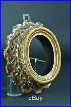 Cadre Ancien en bois doré Italie 18 ème Ovale antique Frame Antica Cornice