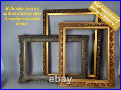 Cadre ancien Art populaire bois sculpté 57X57 feuillure 44X43,5 cm A639