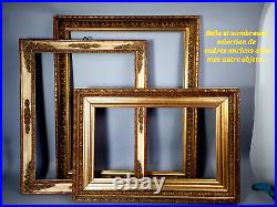 Cadre ancien Montparnasse bois sculpté 65x48 feuillure 54,5 à 55,5x38/39 cm B640