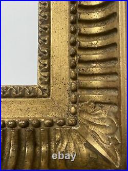 Cadre ancien XIX doré à canaux et feuille d'acanthe feuillure 66 cm x 33 cm