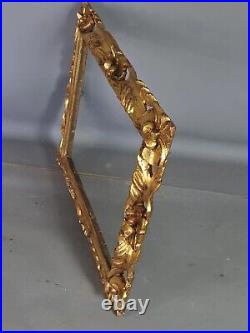 Cadre ancien clés bois sculpté doré feuille or 37,5x31,5 feuillure 29,7x23,8 cm