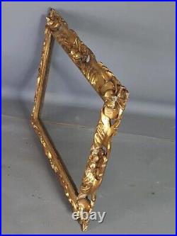 Cadre ancien clés bois sculpté doré feuille or 37,5x31,5 feuillure 29,7x23,8 cm