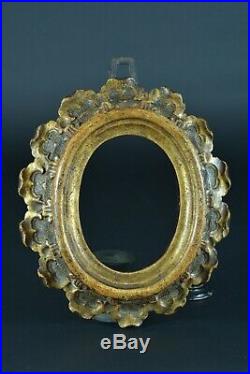 Cadre ancien en bois doré Ovale Italie 18 ème Tableau relique Cornice frame