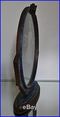 Cadre bois sculpté patiné ovale psyché ancien Art Déco NANCY 1925/30 porte photo