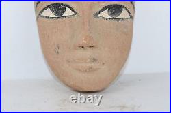 Cercueil tombal masque momie PHARAONIQUE ANCIEN EGYPTIEN EN BOIS SCULPTÉ (KT)