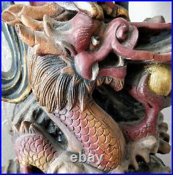 Chine Ancienne Guanyin Déesse De La Miséricorde Statue Bois Sculpté Polychrome