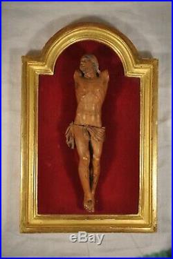 Christ Ancien Bois Sculpte Buis Antique Crucifix Carved Wood