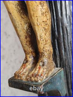 Christ ancien bois sculpté polychrome