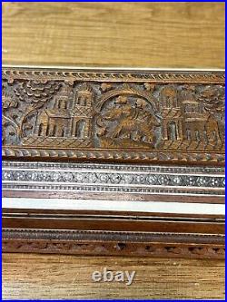 Coffret ancien, bois sculpté, marqueterie, décor éléphant, Indochine début XXème